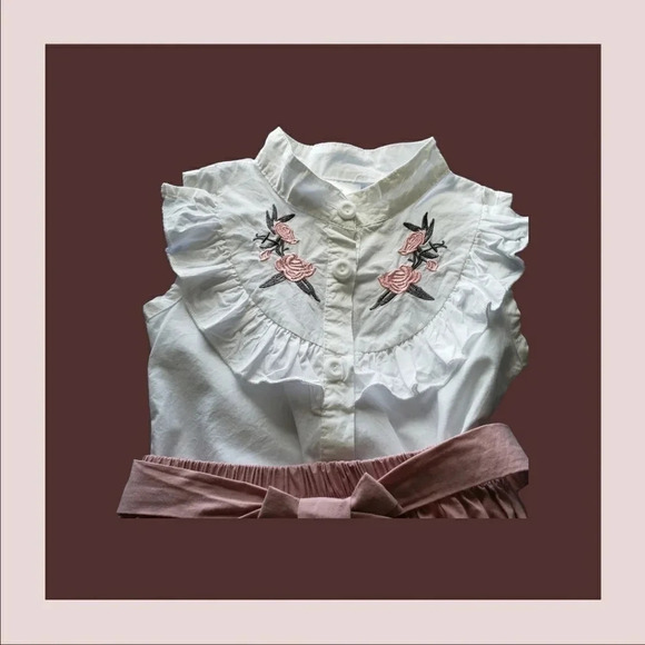 Toddler girl set shirt& skirt size S white/ pink color - Picture 6 of 6